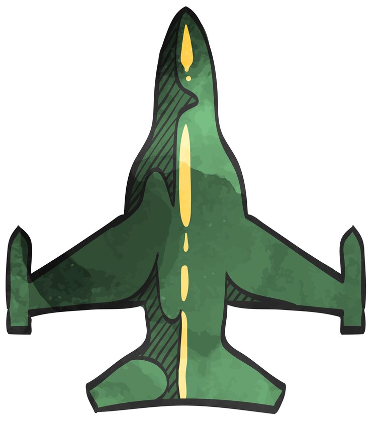 Vector watercolor style icon fighter jet
