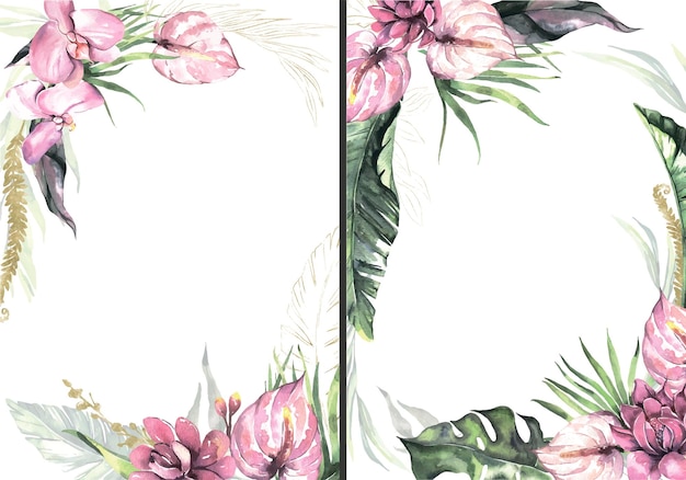 watercolor summer floral frames