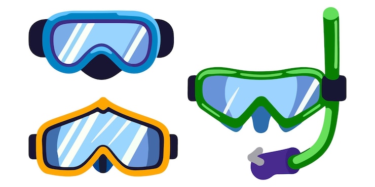 Vector watertight diving goggles and snorkel for underwater swimming