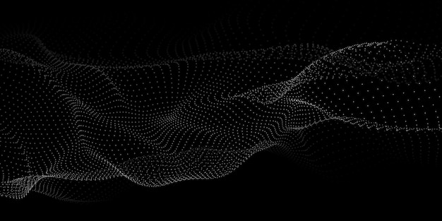 Wave 3d Abstract wave dots in dark background Big data