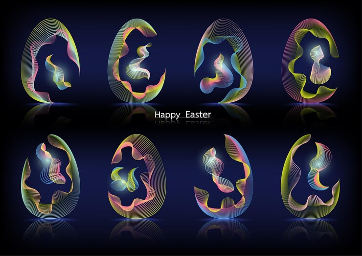 Wave effect set Springtime Easter egg shape Vector illustration