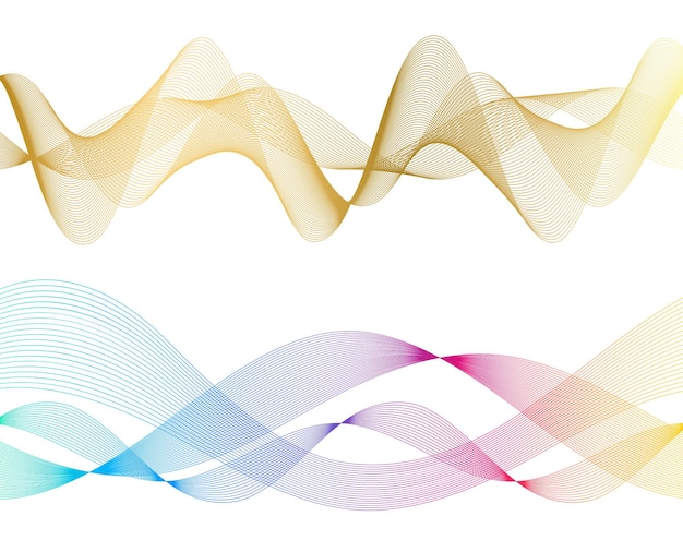wave of many colored lines Abstract wavy stripes on a white background isolated Creative line art EPS 10 vector illustration Design elements created using the Blend tool Curved smooth tape
