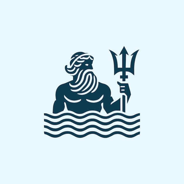 Wave poseidon god logo