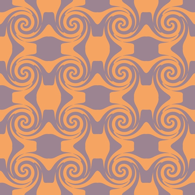 Wave swirl seamless pattern in seventies style flat print for Tshirt textile and fabric