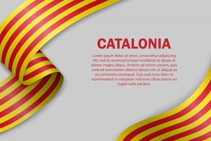 Vector waving flag of catalonia template