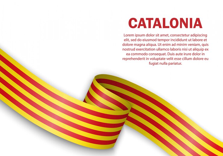 Vector waving flag of catalonia template