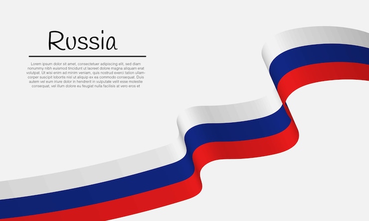 Vector waving ribbon with russia flag template for independence day poster design