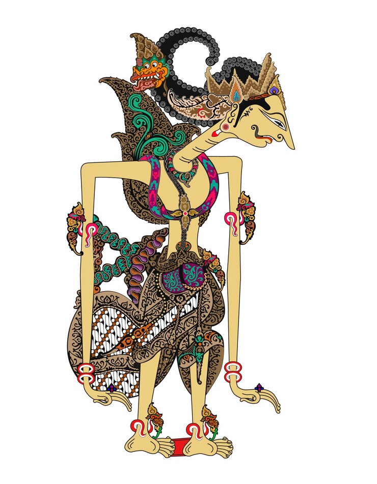Vector wayang puppet bambang ekalaya character indonesian shadow puppet show vector illustration style