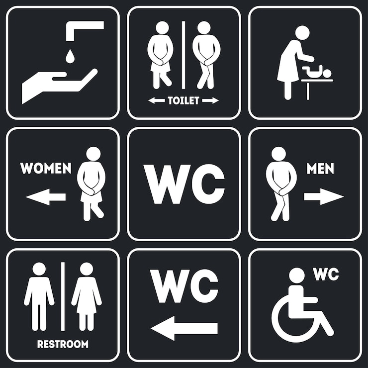 WC Sign for Restroom Set Vector