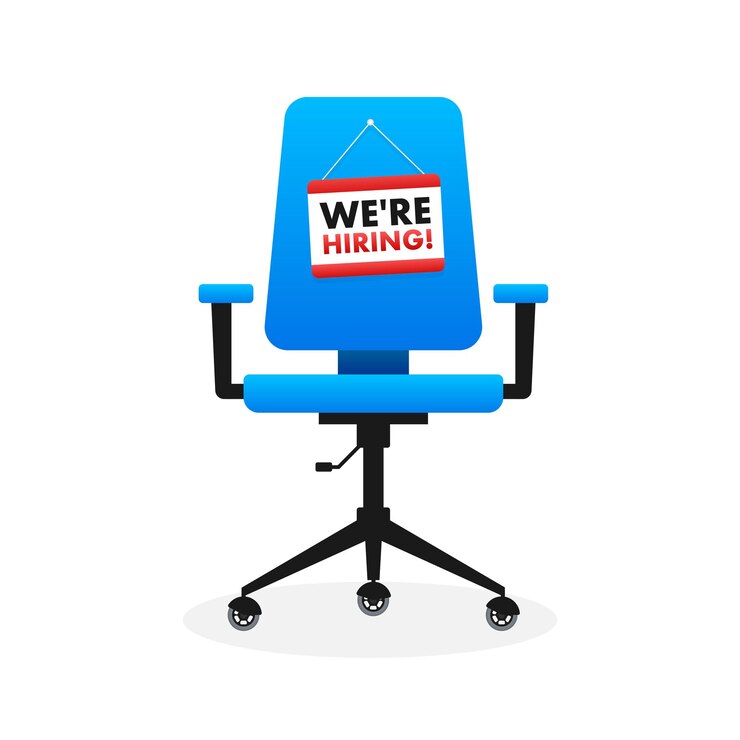 We are hiring label Join Our Team Office Chair Vacant Vector stock illustration