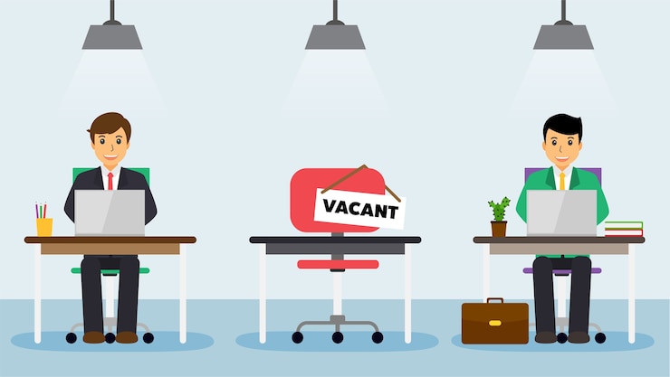Vector we are hiring sign at comfort vacant working chair