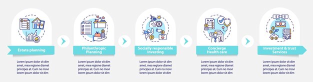 Wealth consulting infographic template. Investment and trust services presentation design elements. 