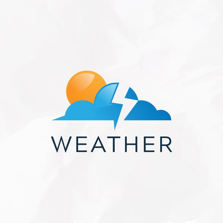 Weather cloud sun rain and lightning logo design symbol icon template