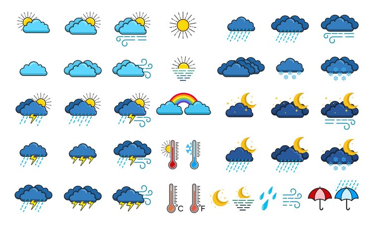 Weather forecast color icon set Cloud logo icon element decoration
