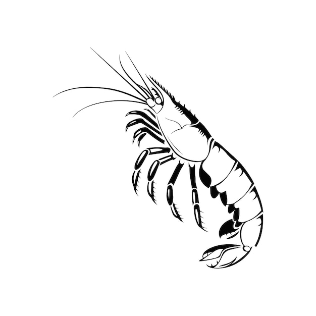 Weaver Crustacean silhouette black and white Lobster