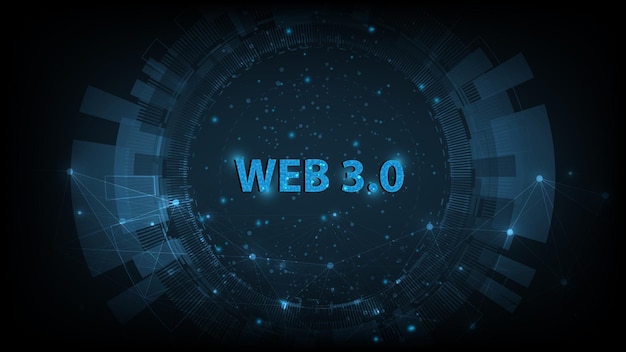 web 3.0 text on blue technology background design.concept of upgrade new technology.