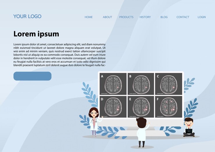 Vector web banner design template. human brain stroke.