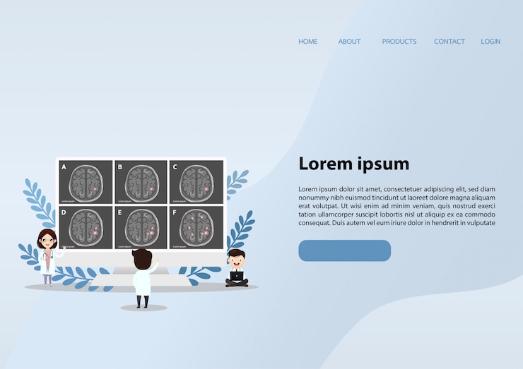Vector web banner design template. human brain stroke.