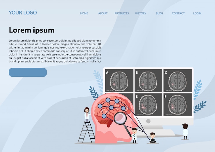 Vector web banner template, human brain stroke.