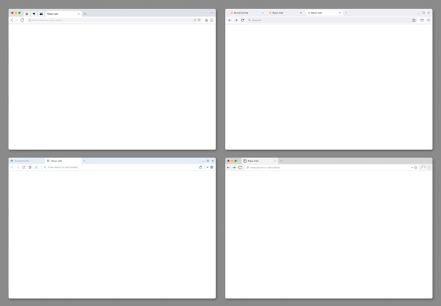Web browser window interface vector mockups