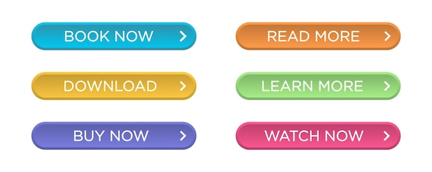 Web button set Modern material style buttons Vector illustration