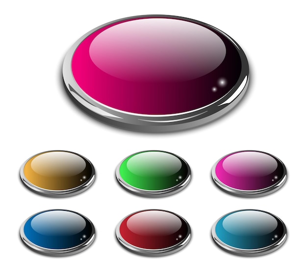 web buttons set blank glass and metallic vector buttons
