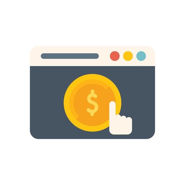 Web click monetize icon flat vector Mobile strategy Media report isolated