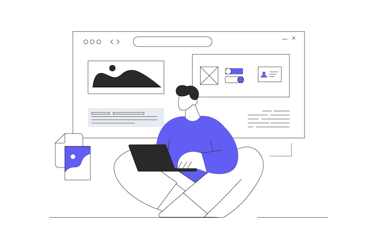 Vector web designer concept ux ui design website layout composition color development freelancer web