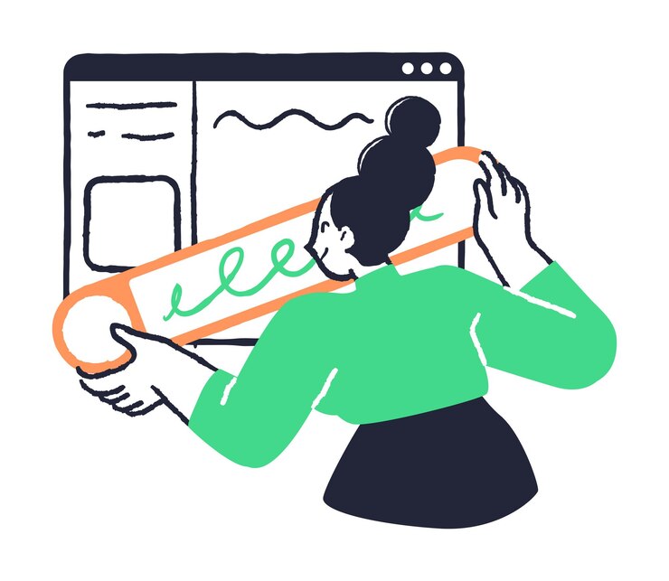 Vector web designer sketching website layout
