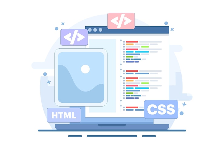Vector web development concept or programming languages or programmer developing website