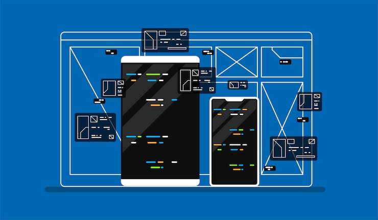 Vector web development illustration.