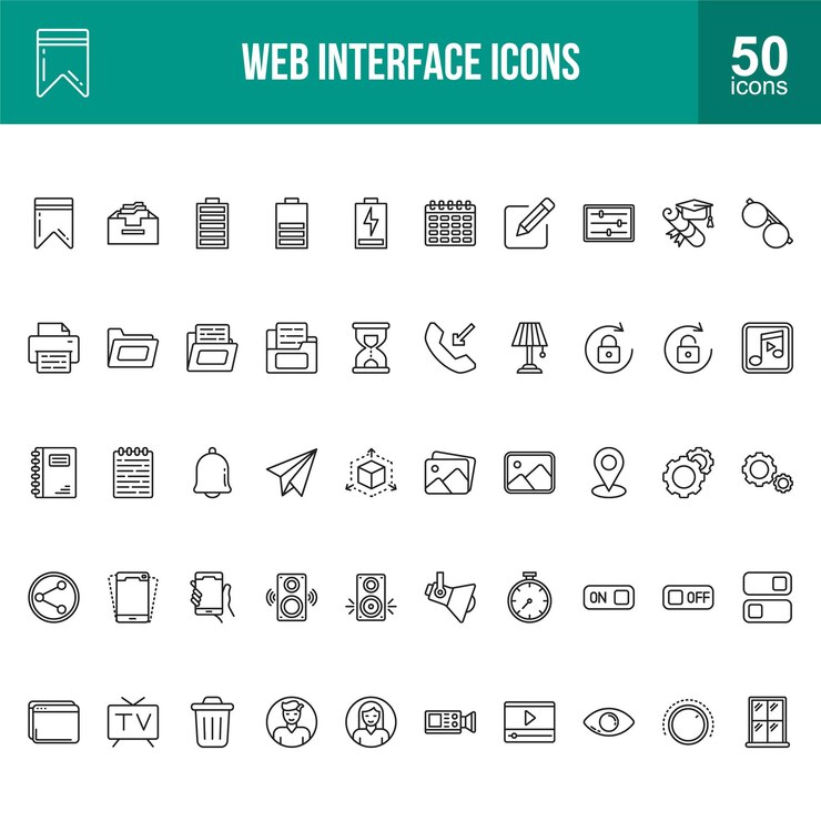 Web Interface Line Icons Set