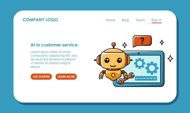 Web page design about using AI in customer service Chat bot assistant for online applications