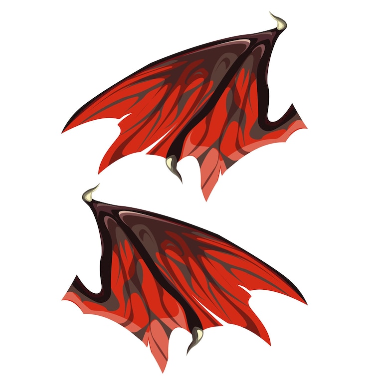 Vector webbed dragon or demon wings