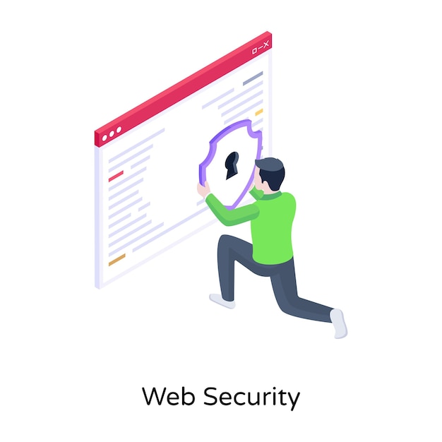 Website and shield an isometric icon of web security