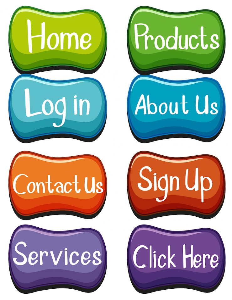 Vector website buttons design with words