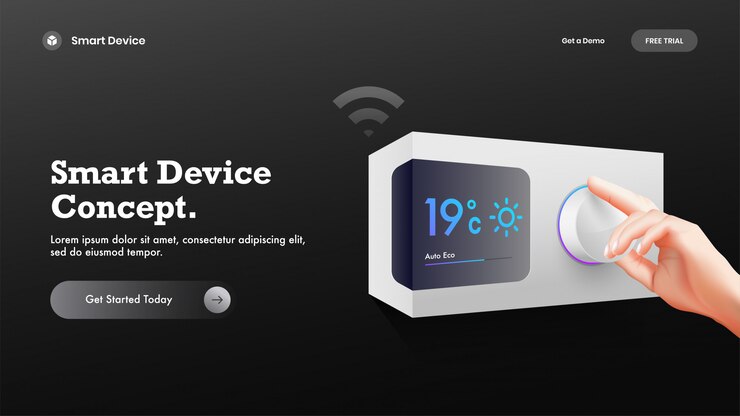 Vector website landing page or hero shot with smart temperature control