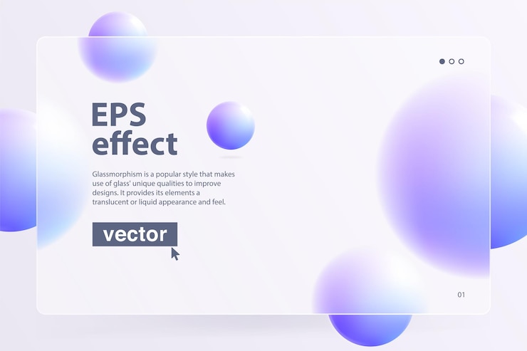 Vector website landing page template in glassmorphism style lilac colored template