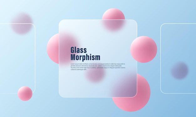 Website landing page template with glass morphism effect Presentation carousel with glass overlay effect on floating gradient spheres