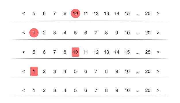 Website page navigation bar with numbers button simple pagination bars set web buttons navigation