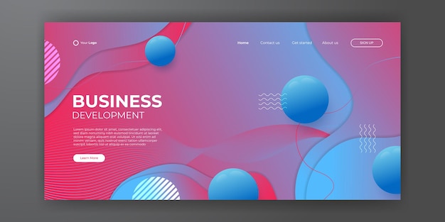 website template design and landing page line dynamic shapes blue background. vector illustration for apps development, mobile, ui template