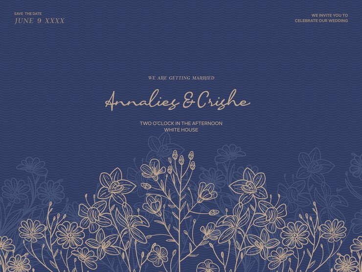 Wedding invitation card template with beautiful leaves vector