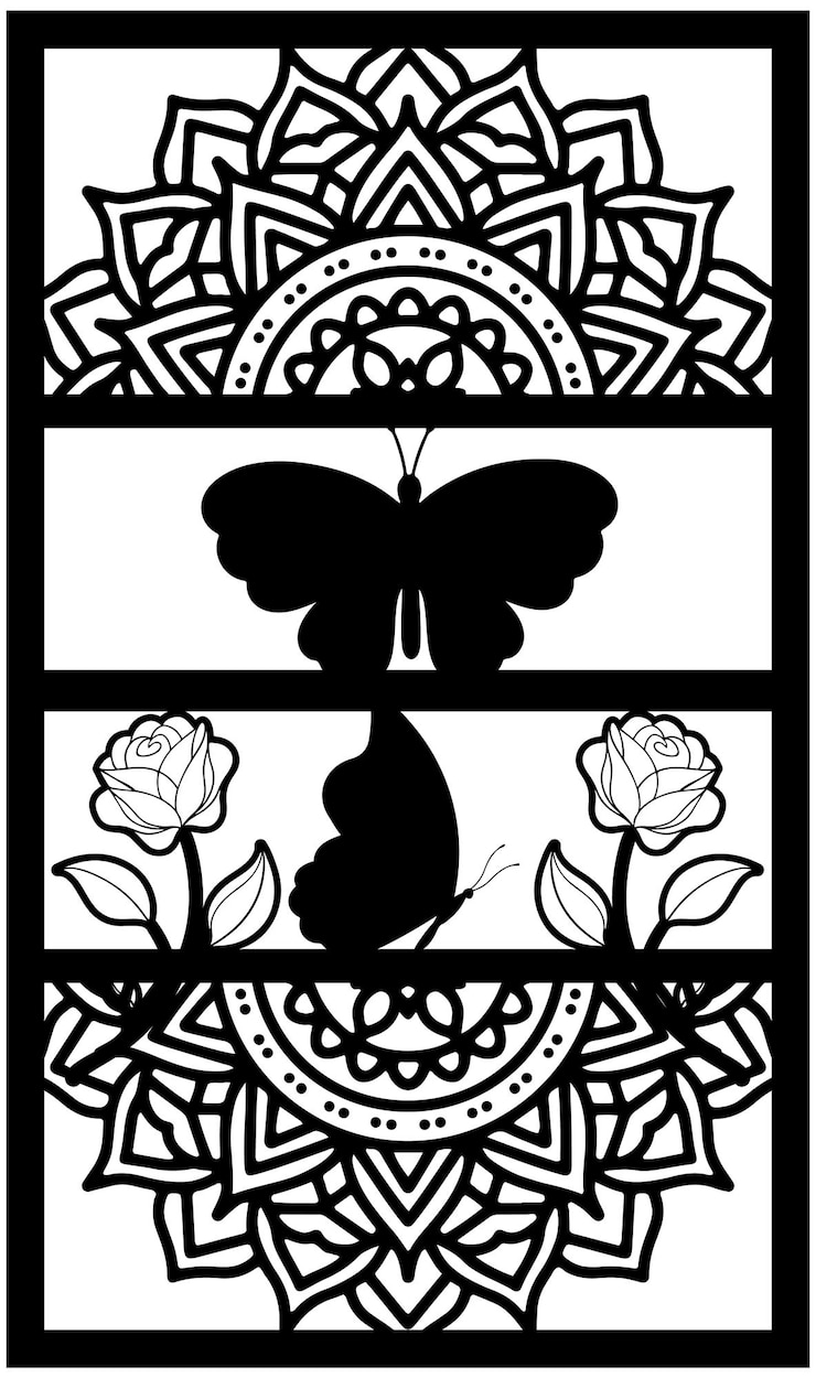 Vector wedding invitation decorative panel laser cut template