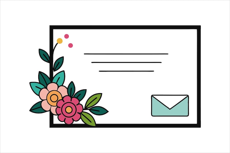 Vector wedding invitation template using small flowers border and corner design vector art illustration