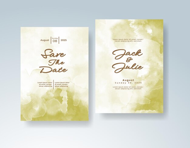 wedding invitation with abstract splash watercolor