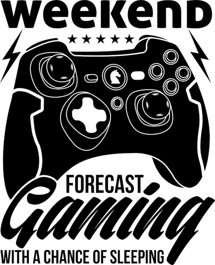 Vector weekend forecast gaming with a change of sleeping t shirt design gaming t shirt design game gamer