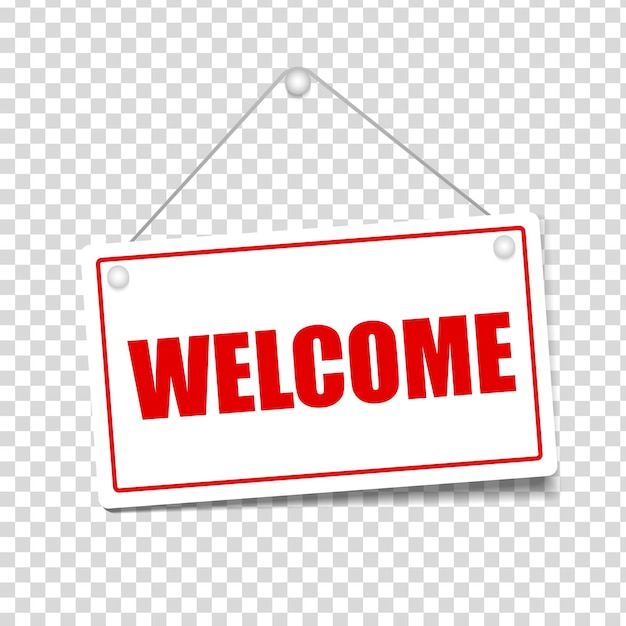 welcome in signboard with a rope on transparent background vector