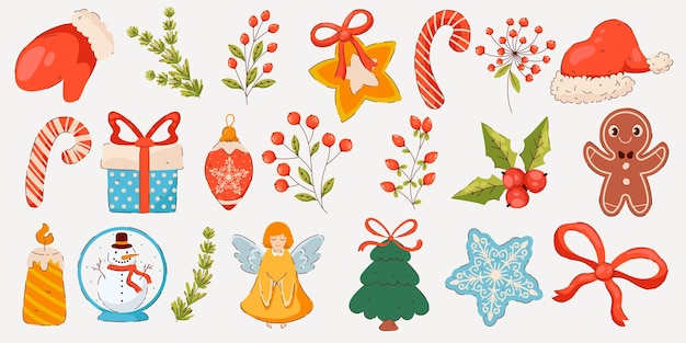 whimsical christmas collection of holiday icons and ornaments cheerful designs of candy canes