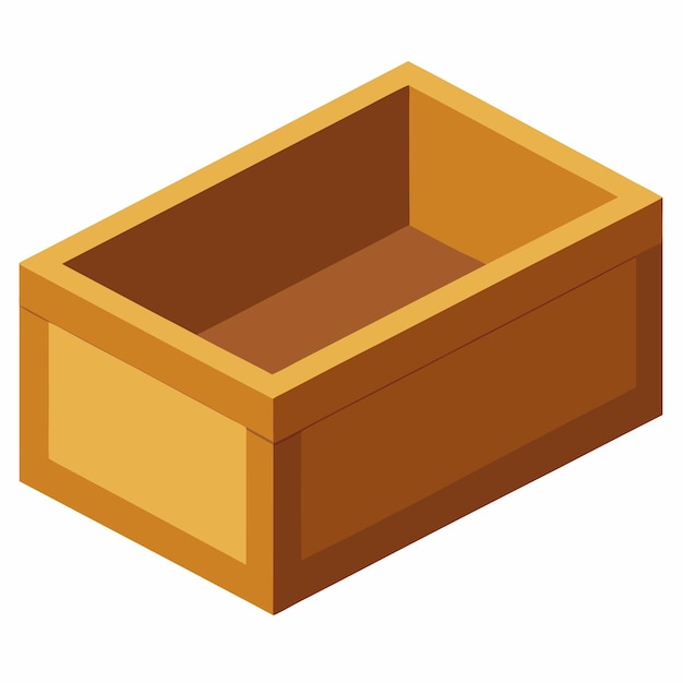 white backdrop with a rectangular wooden box without a lid