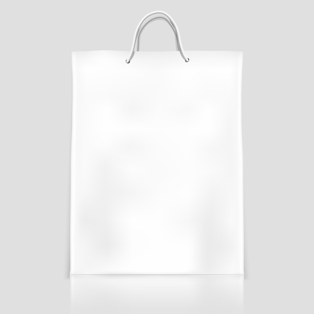 white bag on gray background